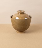 Mubyo Small Earthenware Miso Bowl with Lid, Ochre