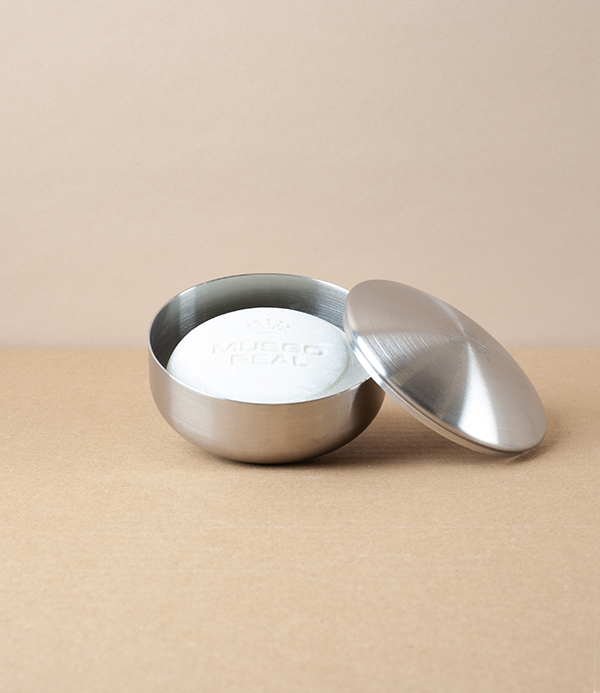 Musgo Real Stainless Steel Shaving Bowl with Soap, Classic Scent