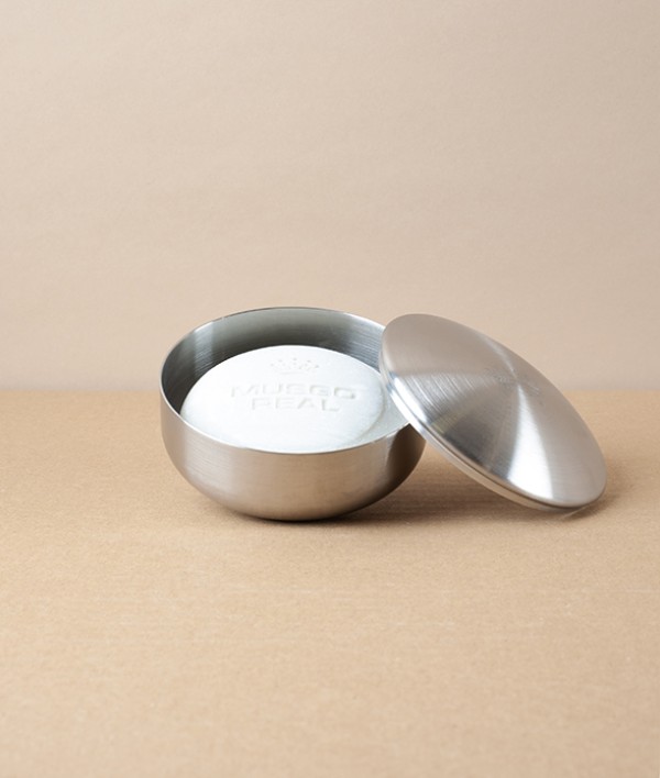 Musgo Real Stainless Steel Shaving Bowl with Soap, Classic Scent
