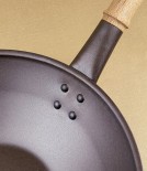 English Spun Iron Wok, with Oak Handle, 13"