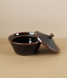 Nico Futamono Earthenware Dish with Lid, Tenmoku