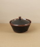 Nico Futamono Earthenware Dish with Lid, Tenmoku