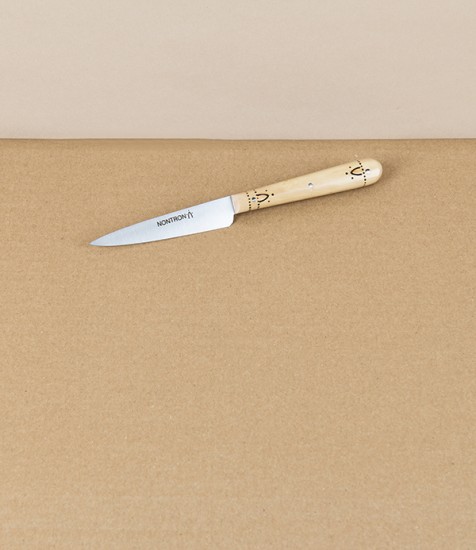 Nontron Kitchen Knife, Boxwood Handle, Stainless Steel, 9cm