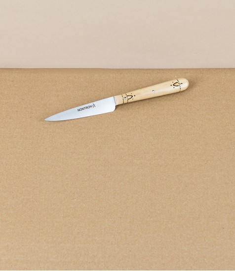 Nontron Kitchen Knife, Boxwood Handle, Stainless Steel, 9cm