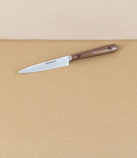 Nontron Kitchen Knife, Walnut Handle, Stainless Steel, 10cm