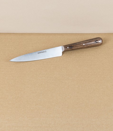 Nontron Kitchen Knife, Walnut Handle, Stainless Steel, 12cm