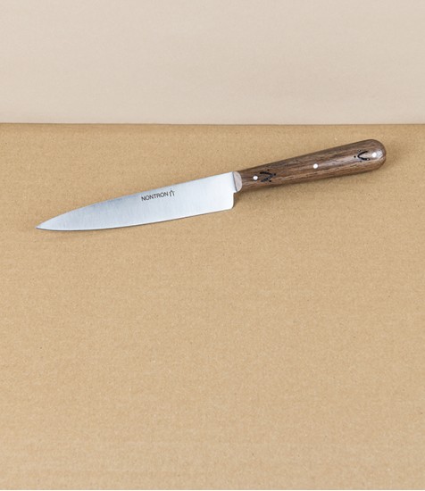 Nontron Kitchen Knife, Walnut Handle, Stainless Steel, 12cm