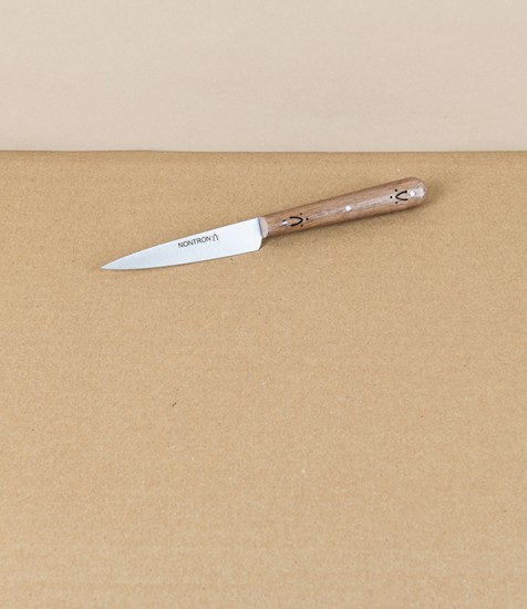 Nontron Kitchen Knife, Walnut Handle, Stainless Steel, 9cm