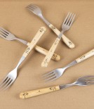 Nontron Table Forks with Boxwood Handles, Set of 6 