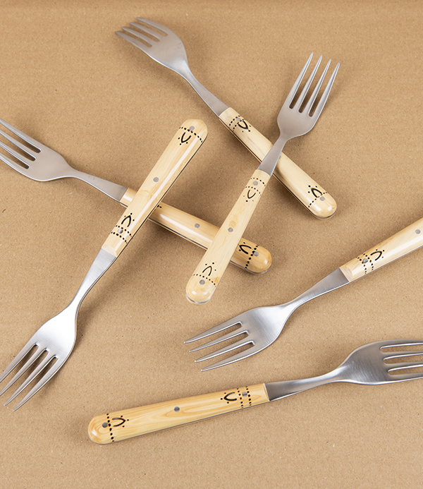 Nontron Table Forks with Boxwood Handles, Set of 6 