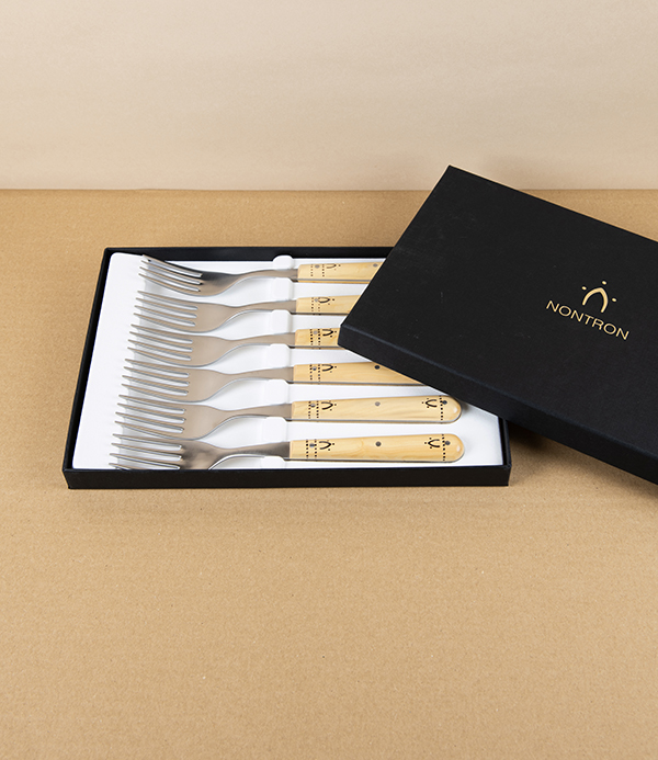 Nontron Table Forks with Boxwood Handles, Set of 6 