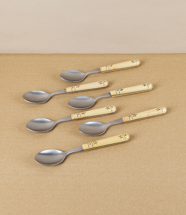 Nontron Tea Spoons with Boxwood Handles, Set of 6