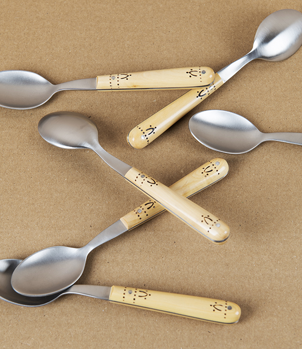 Nontron Tea Spoons with Boxwood Handles, Set of 6