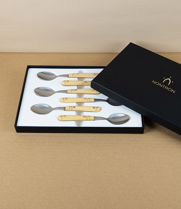 Nontron Tea Spoons with Boxwood Handles, Set of 6