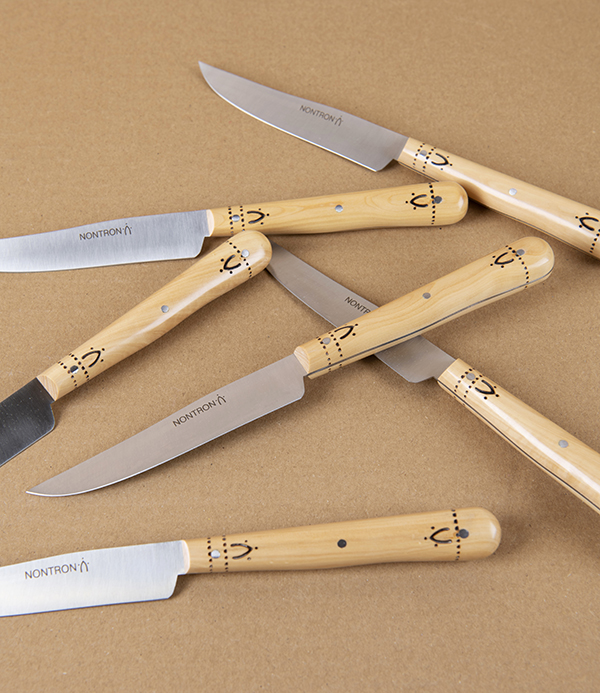 Nontron Table Knives with Boxwood Handles, Set of 6