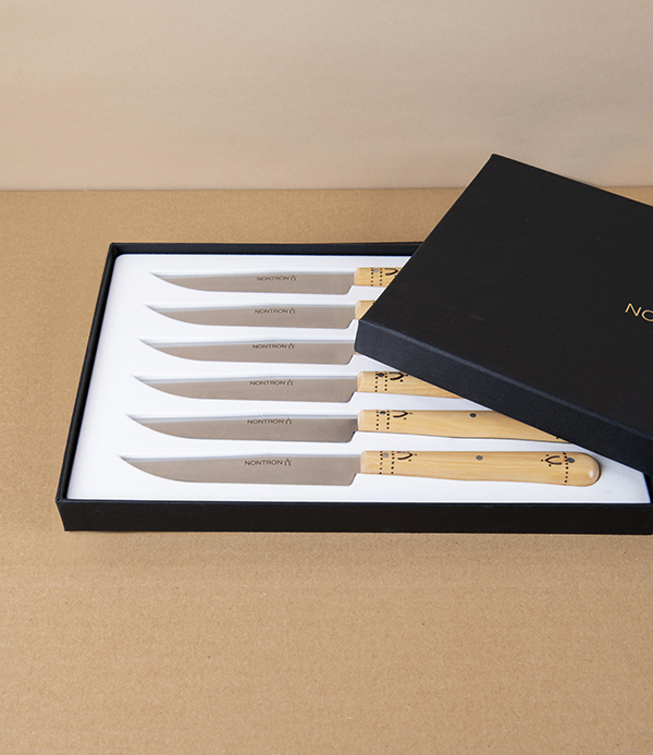 Nontron Table Knives with Boxwood Handles, Set of 6