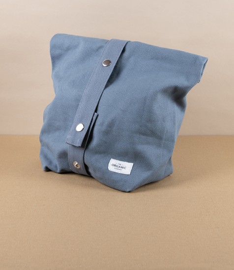 Organic Cotton Lunch Bag, Grey Blue