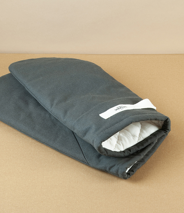 Organic Cotton Large Oven Mitts, Dark Grey