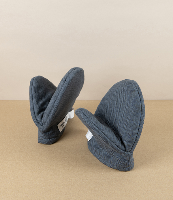 Organic Cotton Mini Oven Mitts, Herringbone Grey