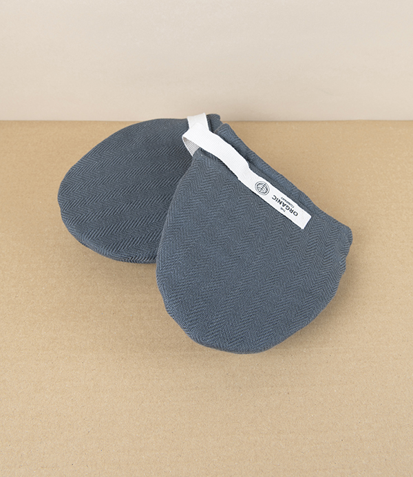 Organic Cotton Mini Oven Mitts, Herringbone Grey