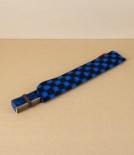 Kurume Kasuri Folding Fan with Pouch, Ichigma Navy