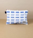 Kurume Kasuri Japanese Cotton Pouch, Blue & White