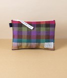 Kurume Kasuri Cotton Pouch, Colourful Checks