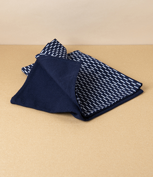 Kurume Kasuri Okasuri Japanese Scarf or Shawl, Navy