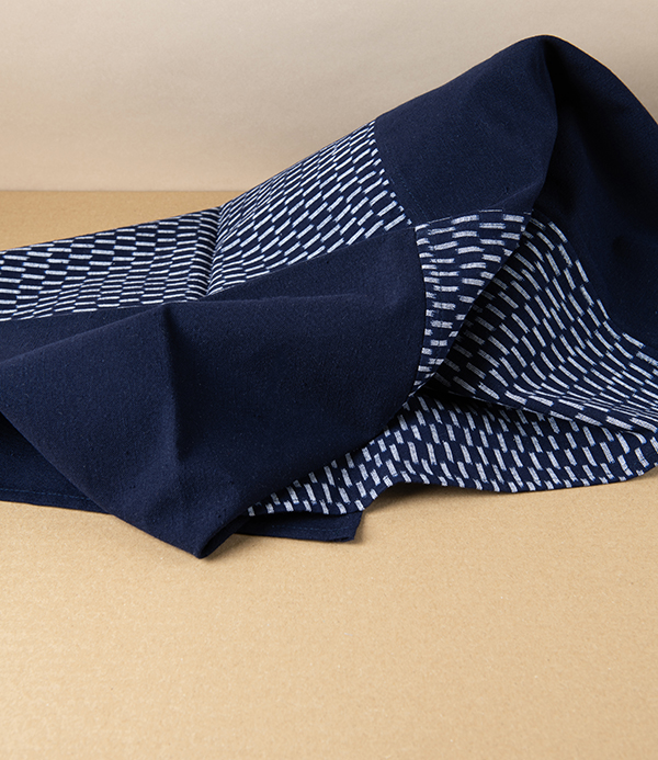 Kurume Kasuri Okasuri Japanese Scarf or Shawl, Navy