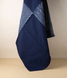 Kurume Kasuri Okasuri Japanese Scarf or Shawl, Navy