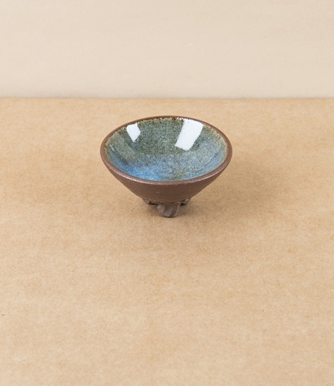 Symy Ong Three-Footed Glazed Incense Dish, Blue Ash