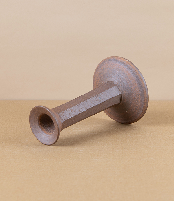 Hand-Thrown Faceted Candle Stick, Iron-Rich Stoneware