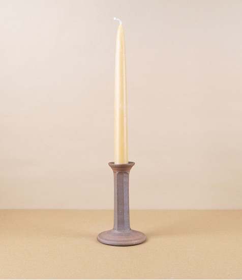 Hand-Thrown Faceted Candle Stick, Iron-Rich Stoneware