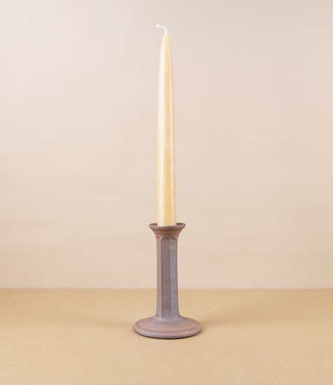 Hand-Thrown Faceted Candle Stick, Iron-Rich Stoneware
