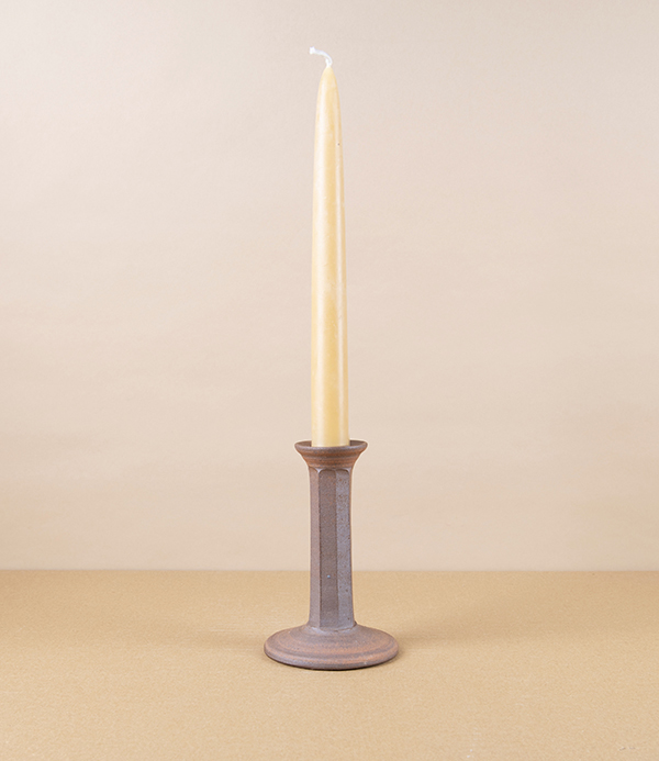 Hand-Thrown Faceted Candle Stick, Iron-Rich Stoneware