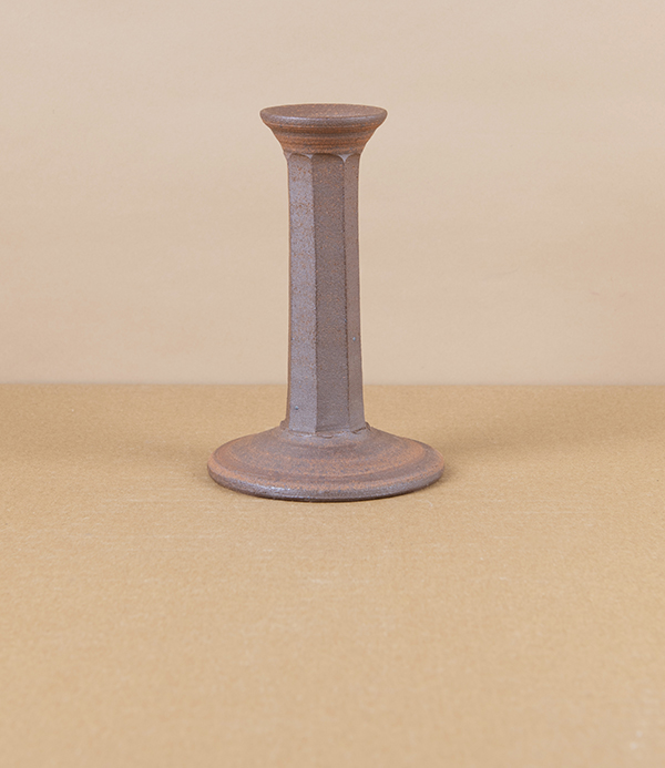 Hand-Thrown Faceted Candle Stick, Iron-Rich Stoneware