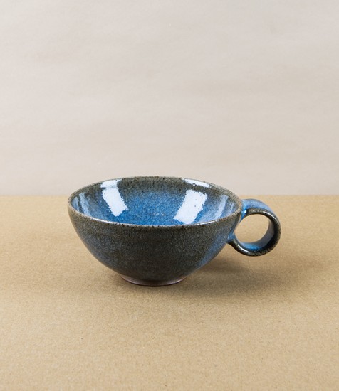 Symy Ong Hand-Thrown Wide Cup with Loop Handle, Blue