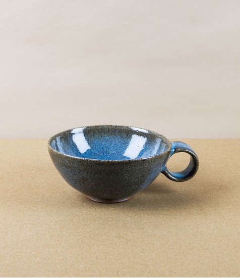 Symy Ong Hand-Thrown Wide Cup with Loop Handle, Blue