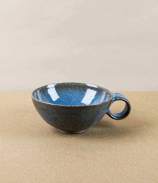 Symy Ong Hand-Thrown Wide Cup with Loop Handle, Blue