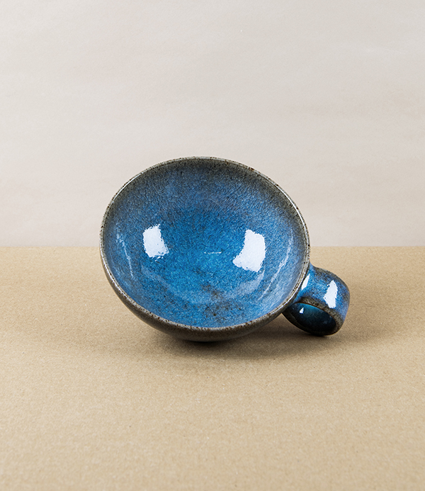 Symy Ong Hand-Thrown Wide Cup with Loop Handle, Blue