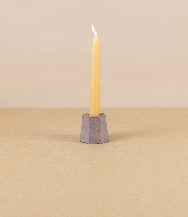 Hand-Thrown Faceted Candle Holder, Small