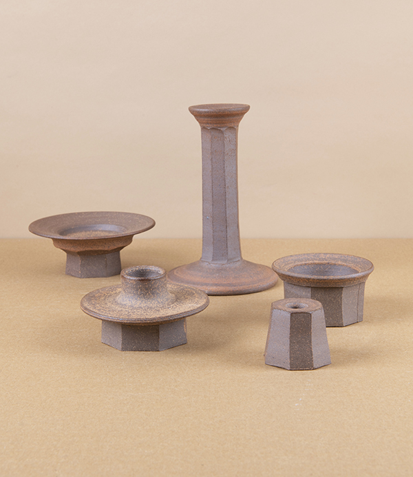 Hand-Thrown Faceted Candle Holder, Small