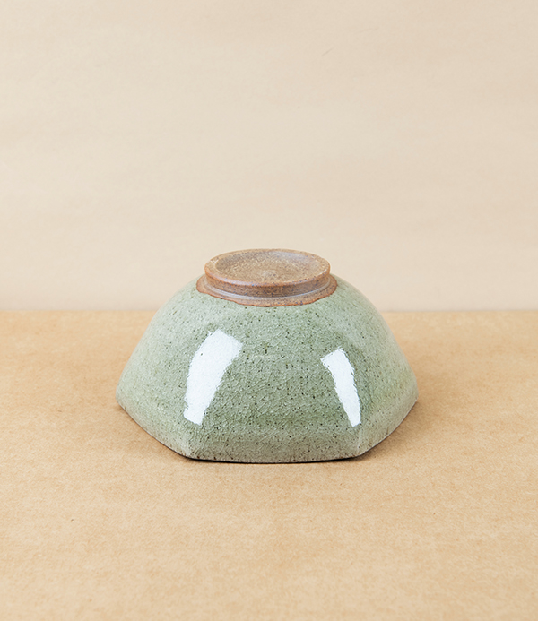 Symy Ong Hand-Thrown Hexagonal Bowl, Blue Green Ash