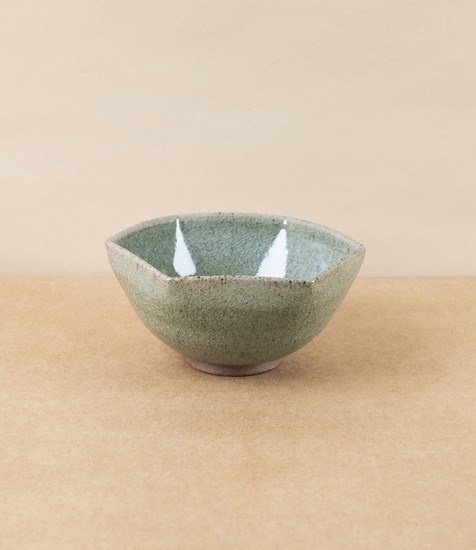 Symy Ong Hand-Thrown Hexagonal Bowl, Blue Green Ash