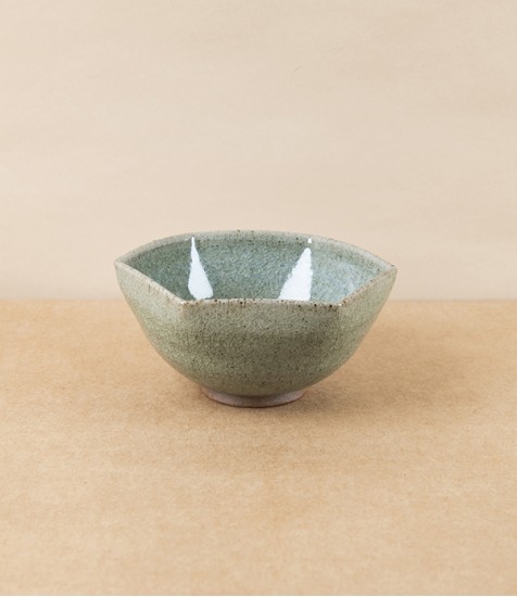 Symy Ong Hand-Thrown Hexagonal Bowl, Blue Green Ash