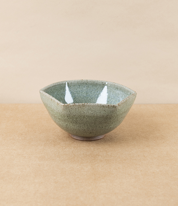 Symy Ong Hand-Thrown Hexagonal Bowl, Blue Green Ash