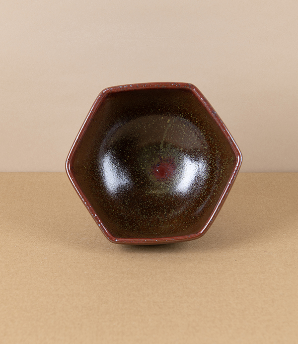 Symy Ong Hand-Thrown Hexagonal Bowl, Tenmoku