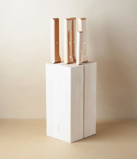 Opinel Knife Block Set with Bread Knife, Stainless Steel