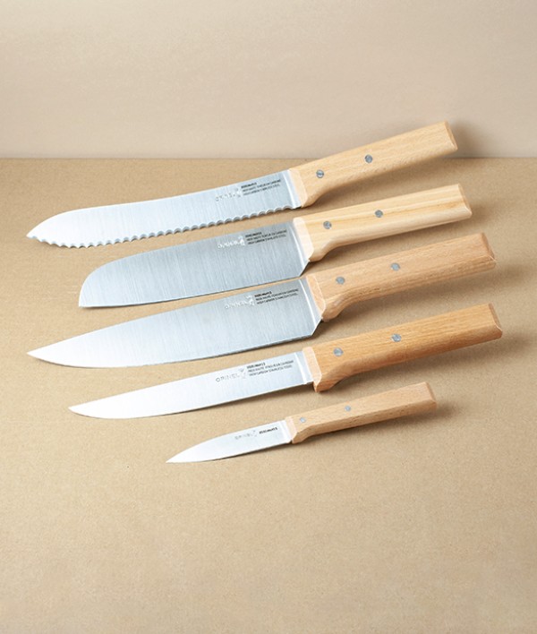 Opinel Knife Block Set with Bread Knife, Stainless Steel