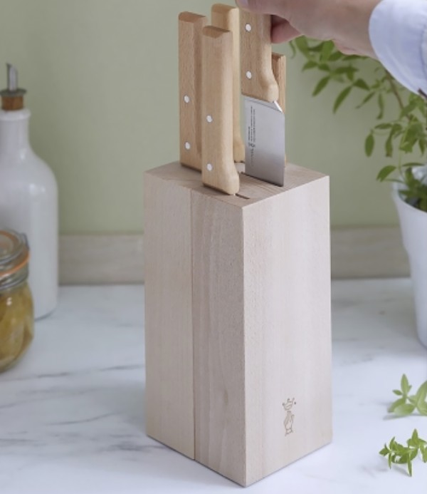 Opinel Knife Block Set with Bread Knife, Stainless Steel